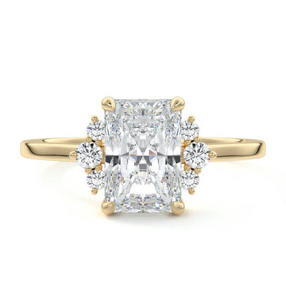 Cluster Ring with 2.0 CT Radiant Cut Moissanite