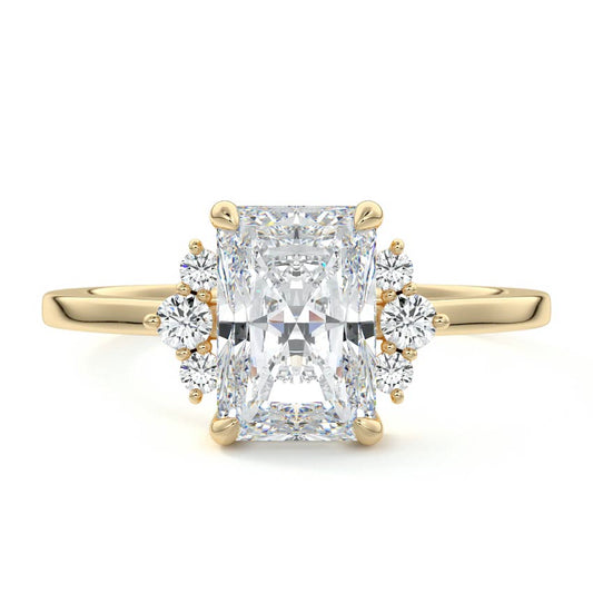 Cluster Ring with 2.0 CT Radiant Cut Moissanite