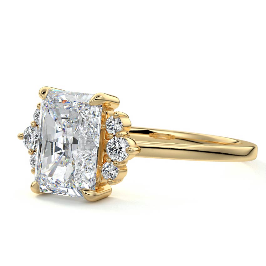 Cluster Ring with 2.0 CT Radiant Cut Moissanite