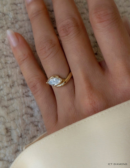 0.50 -3.0 CT Marquise Cut Lab Grown Diamond Solitaire Engagement Ring