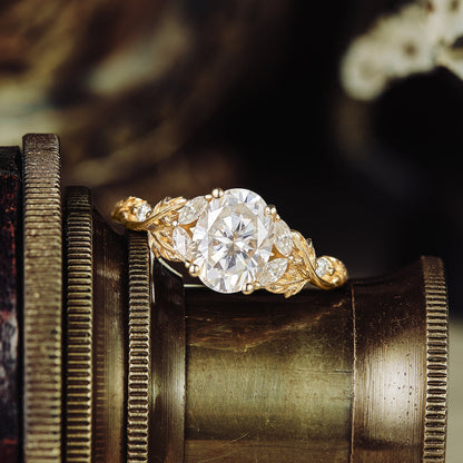 1.0 CT Carat Moissanite Diamond Oval Shape Vintage Engagement Ring