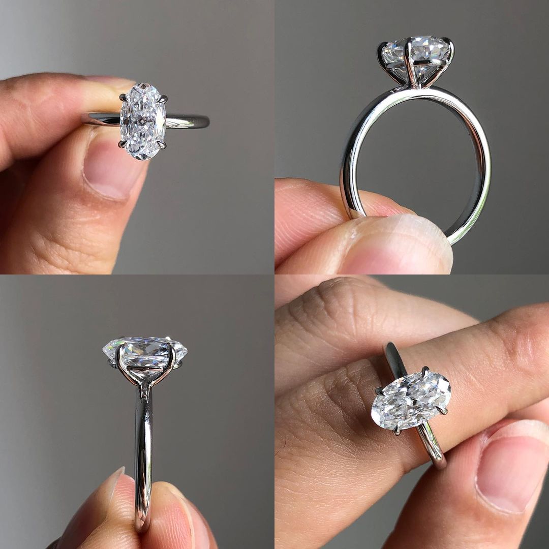 Solitaire Ring with 3.09 CT Elongated Oval Cut Moissanite