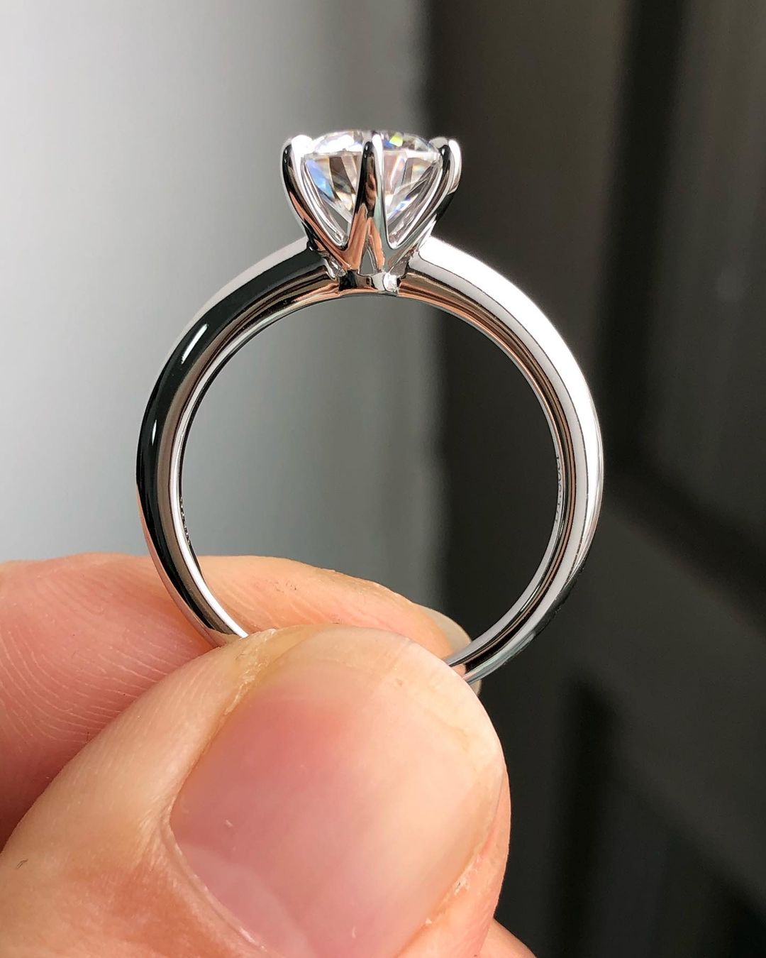 Solitaire Ring with 1.0 CT Round Cut Moissanite