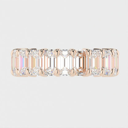 Full Eternity Wedding Band with 1.70 TCW Emerald Cut Moissanite