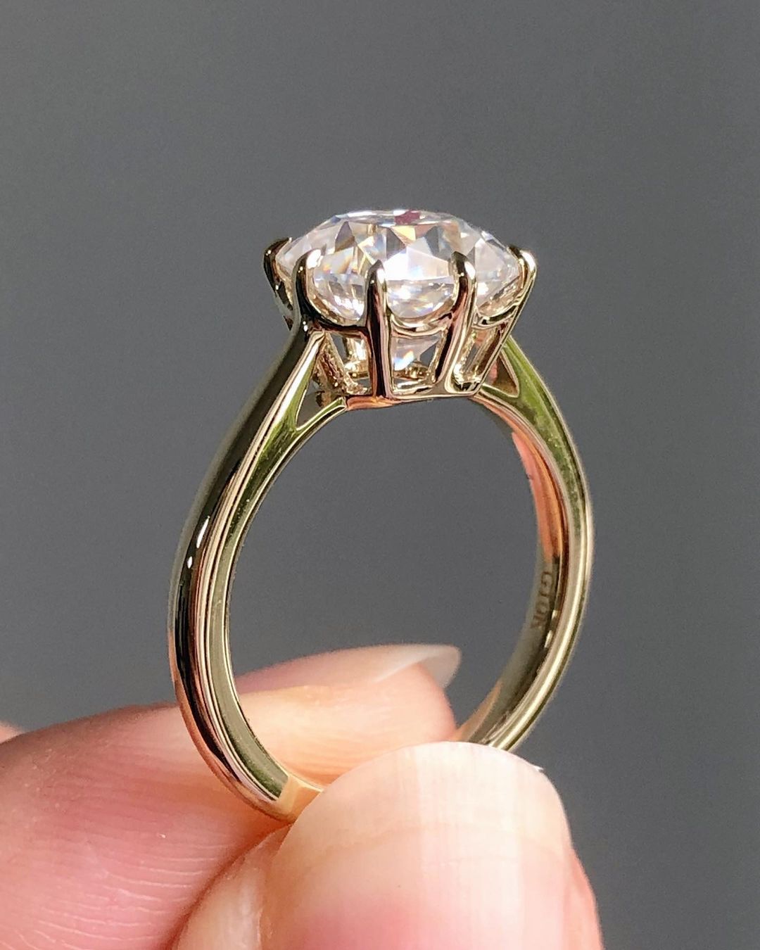 Solitaire Ring with 1.74 CT Old Mine Cushion Cut Moissanite