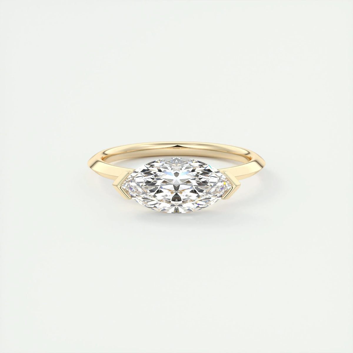 1.98 CT Marquise Half Bezel Solitaire Moissanite Engagement Ring - crownmoissanite