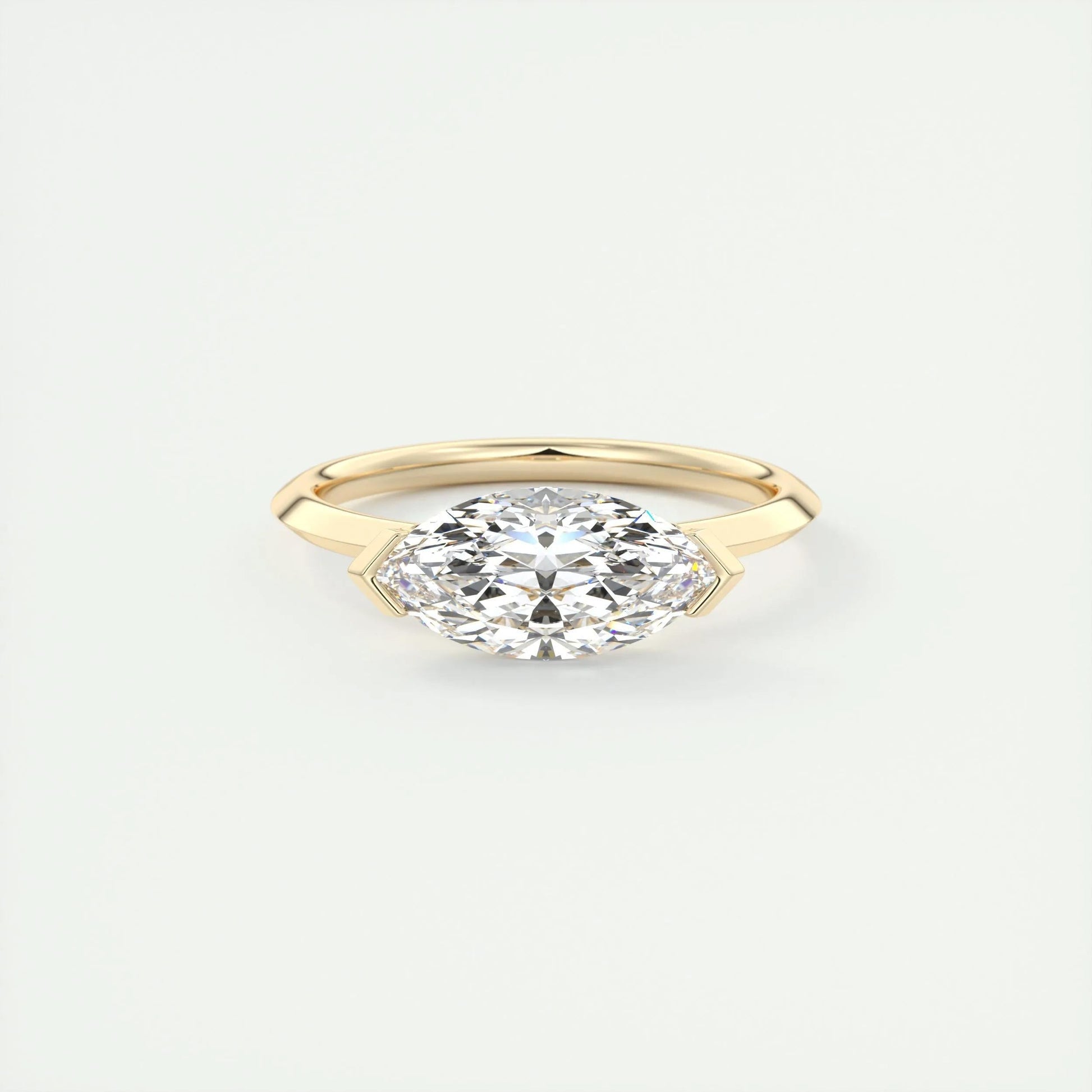 1.98 CT Marquise Half Bezel Solitaire Moissanite Engagement Ring - crownmoissanite
