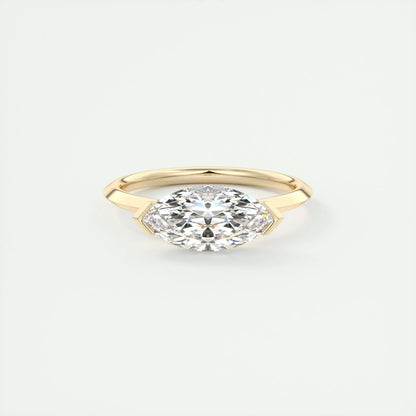 1.98 CT Marquise Half Bezel Solitaire Moissanite Engagement Ring - crownmoissanite
