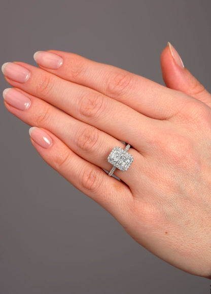 Halo Ring with 3.0 CT Radiant Cut Moissanite