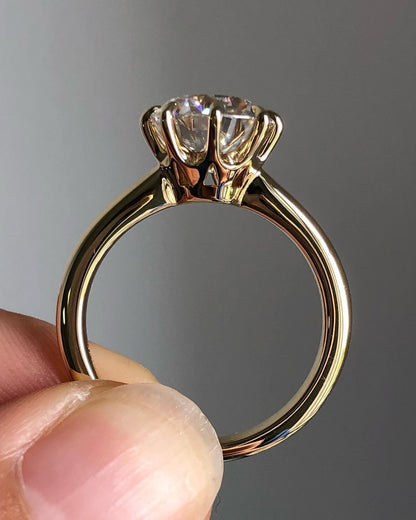 Solitaire Ring with 2.0 CT Old Mine Round Cut Moissanite