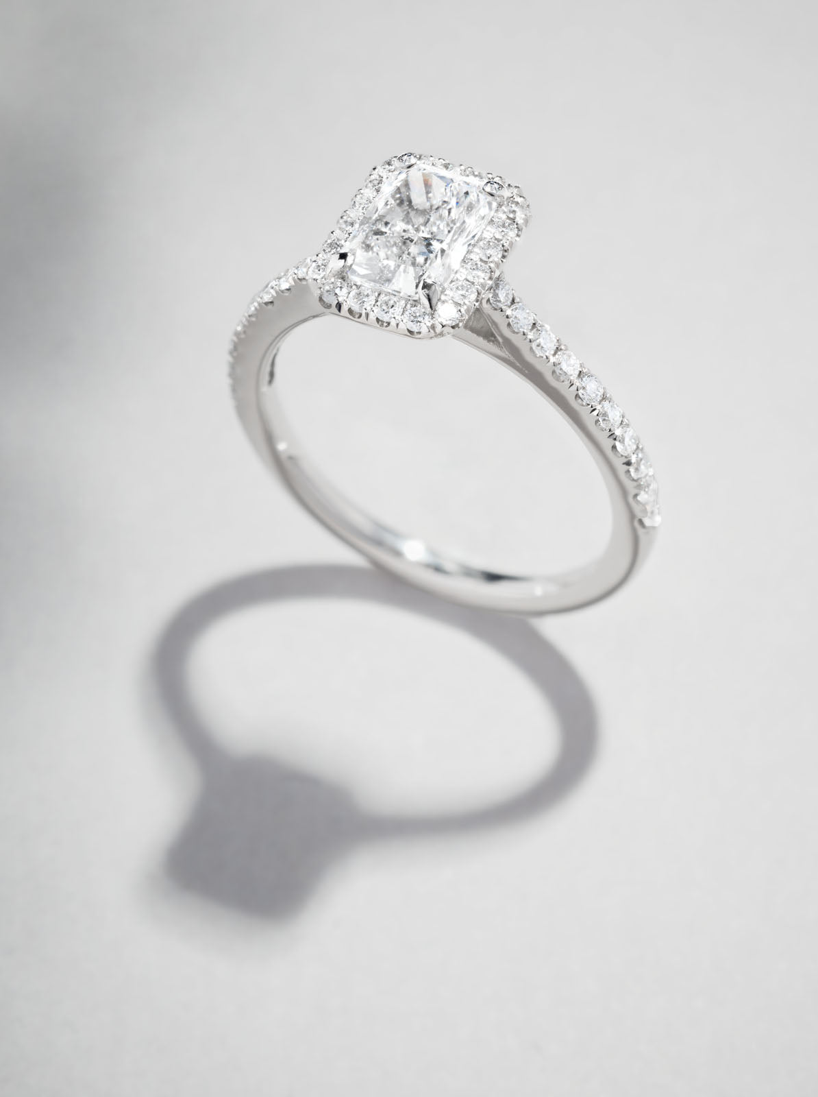 Halo Ring with 1.0 CT Radiant Cut Moissanite