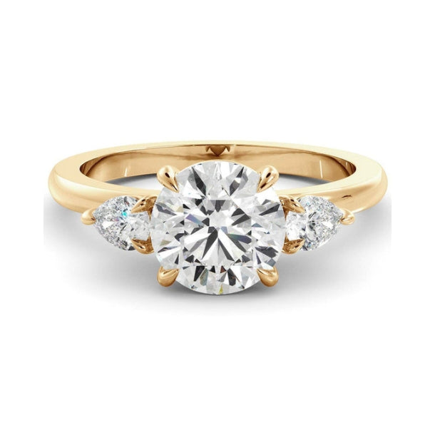Three Stone Ring with 1.20 CT Round Moissanite