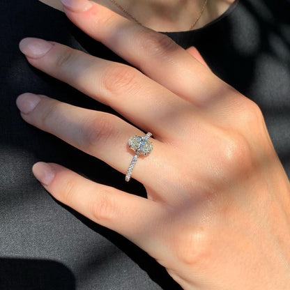 1.91 CT Oval Double Hidden Halo & Pave Moissanite Engagement Ring - crownmoissanite