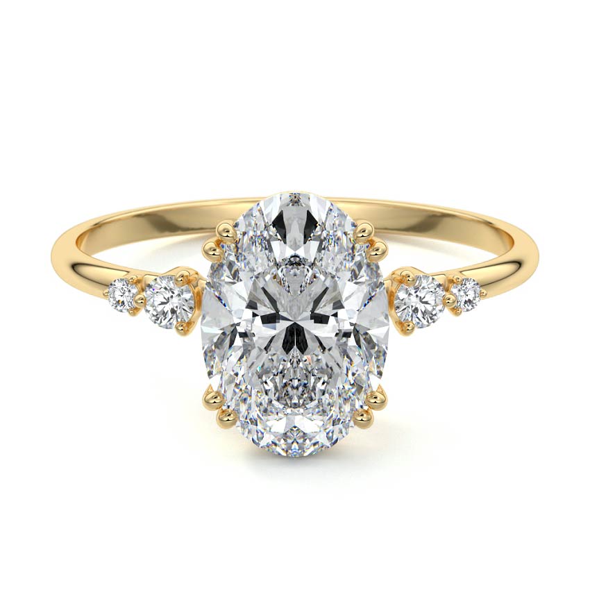 Pave Ring with 1.70 CT Oval Cut Moissanite