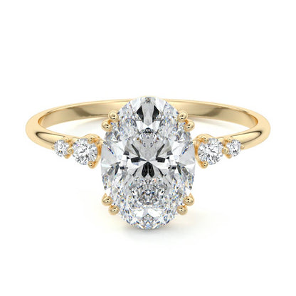 Pave Ring with 1.70 CT Oval Cut Moissanite