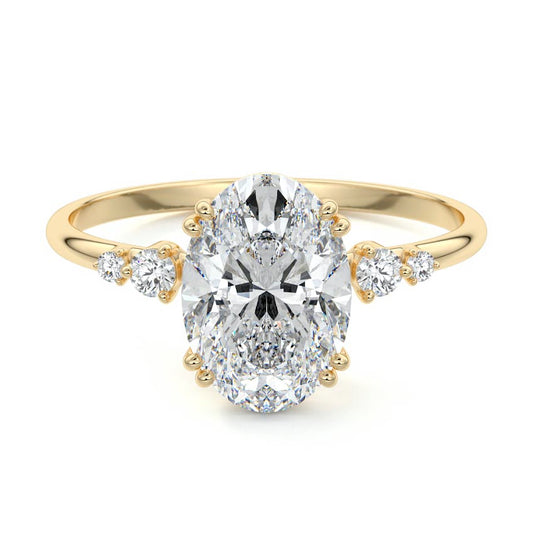 Pave Ring with 1.70 CT Oval Cut Moissanite