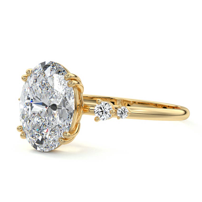 Pave Ring with 1.70 CT Oval Cut Moissanite