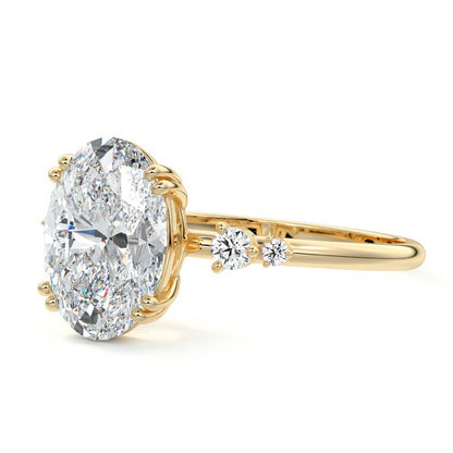 Pave Ring with 1.70 CT Oval Cut Moissanite