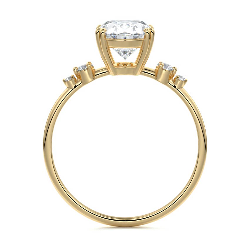 Pave Ring with 1.70 CT Oval Cut Moissanite