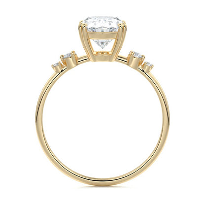 Pave Ring with 1.70 CT Oval Cut Moissanite