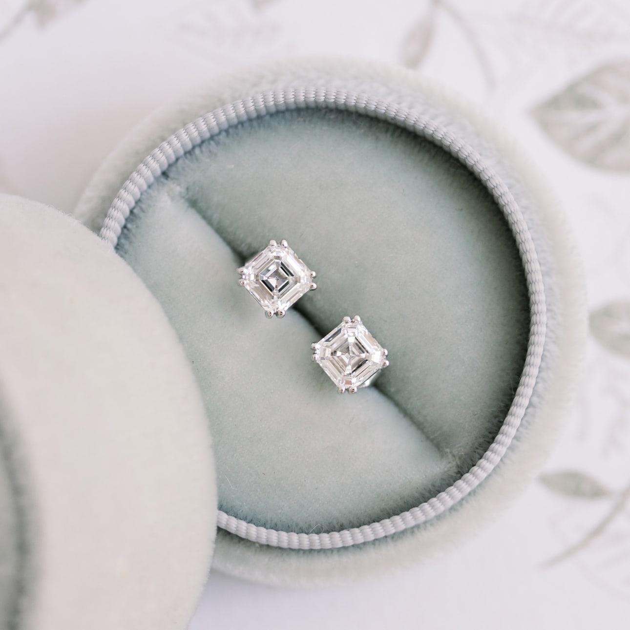 Solitaire Stud Earrings with 1.0 CT-3.0 CT Asscher Cut Moissanite