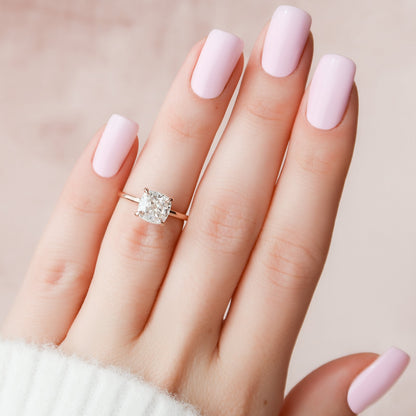 2.0 - 4.0 CT Cushion Cut  Lab Grown  Diamond Hidden Halo Engagement Ring