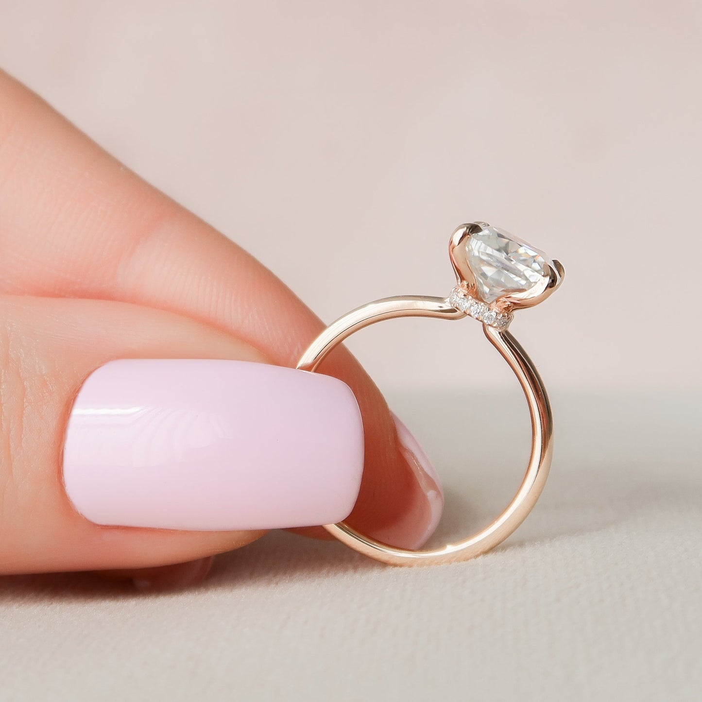 2.0 - 4.0 CT Cushion Cut  Lab Grown  Diamond Hidden Halo Engagement Ring
