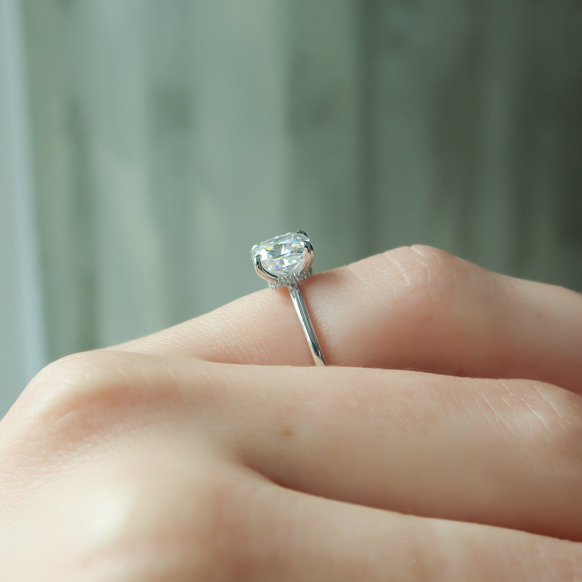 2.0 - 4.0 CT Cushion Cut  Lab Grown  Diamond Hidden Halo Engagement Ring
