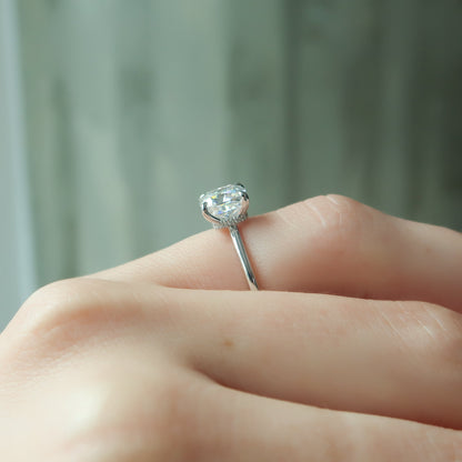 2.0 - 4.0 CT Cushion Cut  Lab Grown  Diamond Hidden Halo Engagement Ring