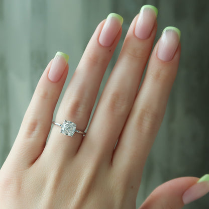 2.0 - 4.0 CT Cushion Cut  Lab Grown  Diamond Hidden Halo Engagement Ring