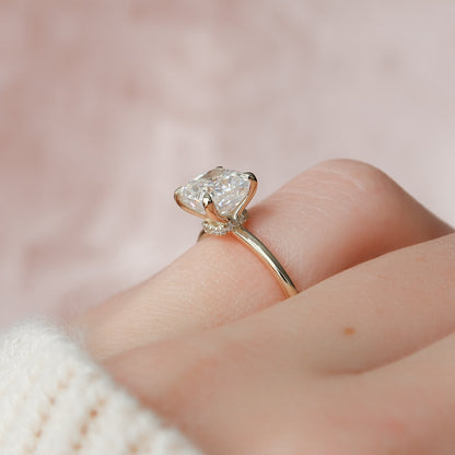 2.0 - 4.0 CT Cushion Cut  Lab Grown  Diamond Hidden Halo Engagement Ring