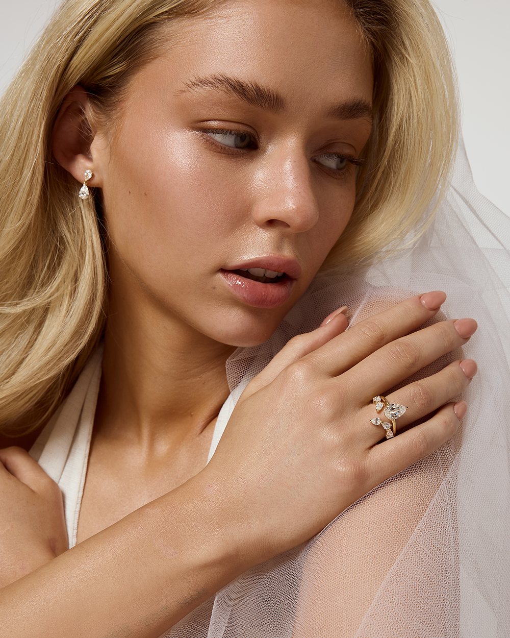 Clara- Pear Open Wrap Lab Grown Diamond Wedding Band