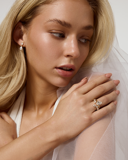 Clara- Pear Open Wrap Lab Grown Diamond Wedding Band