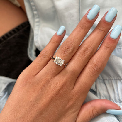 1.0-3.0 CT east-west Radiant Cut Lab Grown Diamond cathedral Engagement Ring