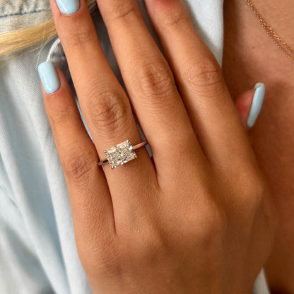 1.0-3.0 CT east-west Radiant Cut Lab Grown Diamond cathedral Engagement Ring