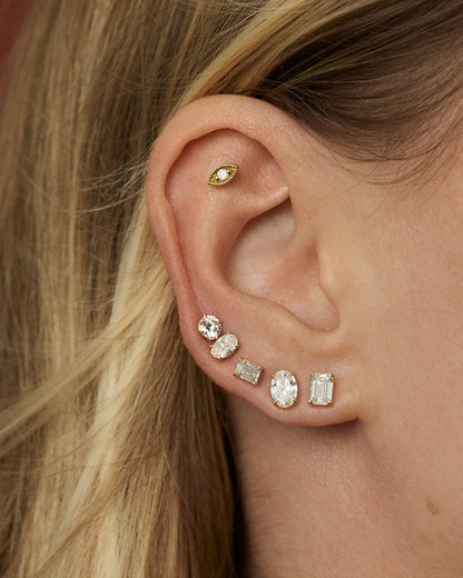Bezel Stud Earrings with 1.0 CT Round Cut Moissanite