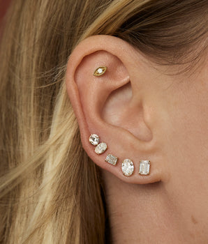 Bezel Stud Earrings with 1.0 CT Round Cut Moissanite