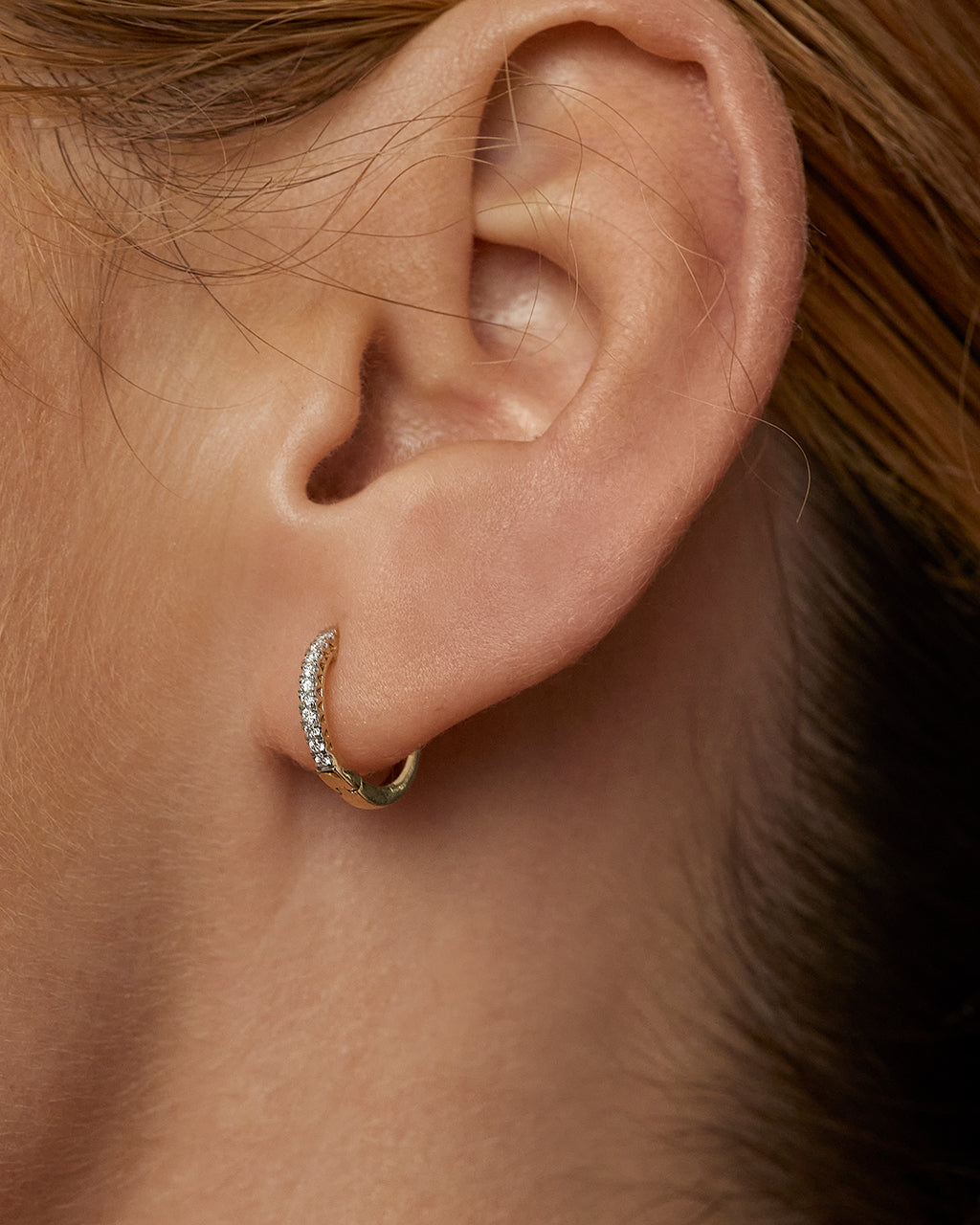 Hoops Stud Earrings with 0.10 TCW Round Cut Moissanite