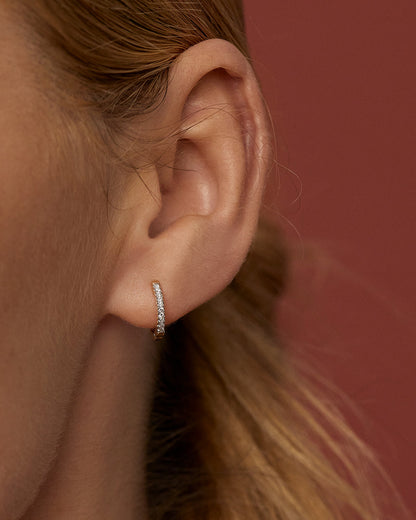 Hoops Stud Earrings with 0.10 TCW Round Cut Moissanite