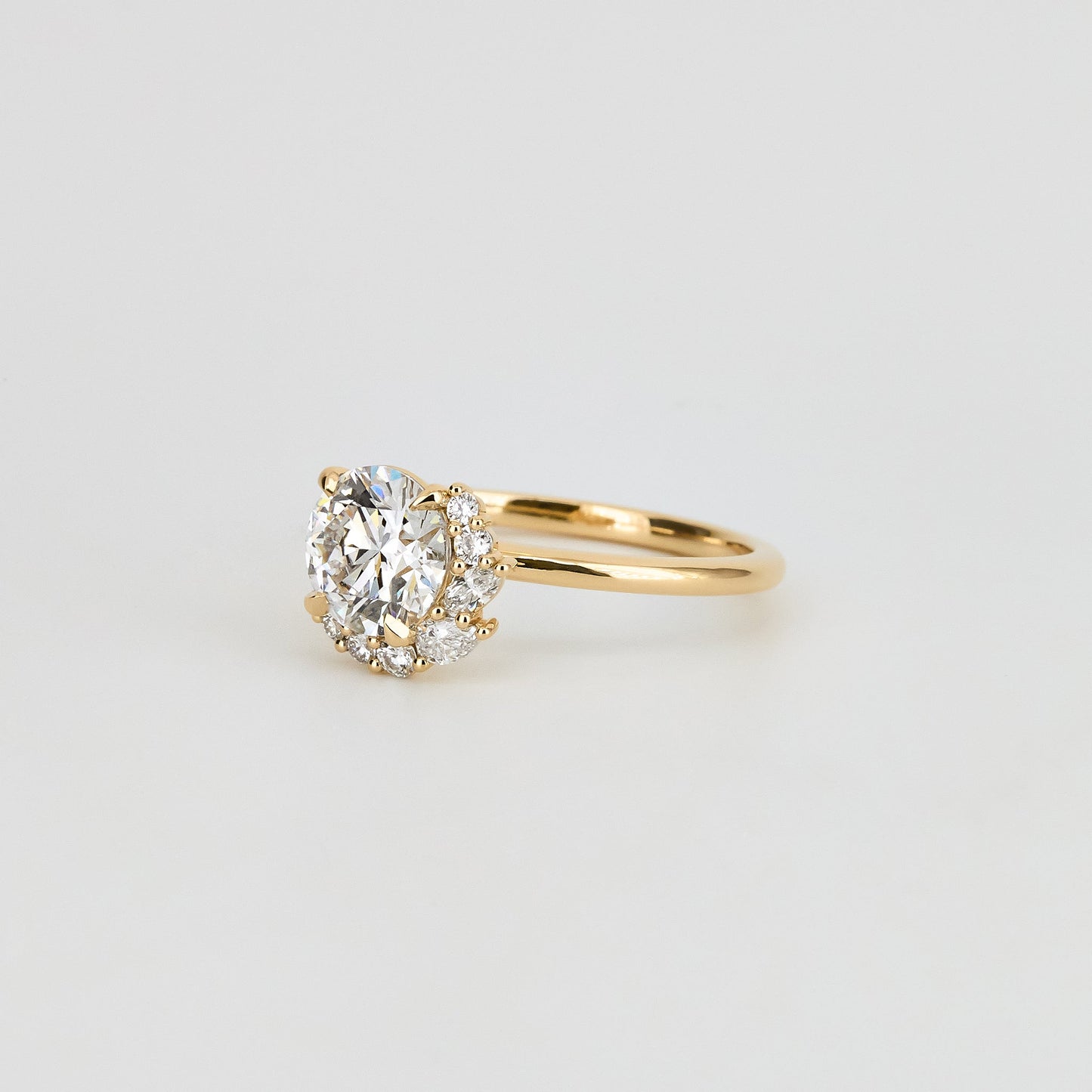 1.24 - 2.50 CT Round Lab Grown Diamond Cluster Engagement Ring