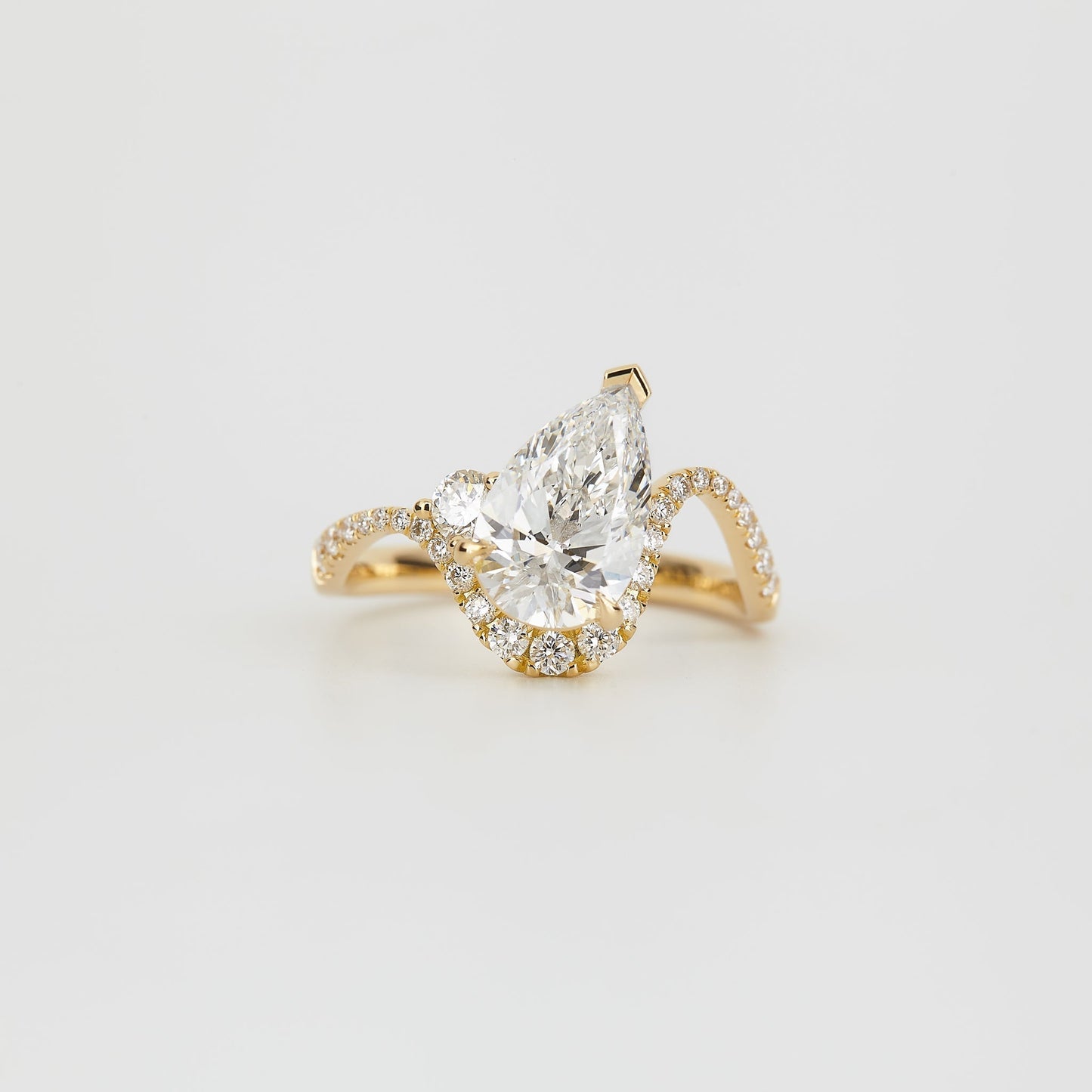 1.81 - 3.0 CT Pear Lab Grown Diamond Unique Engagement Ring