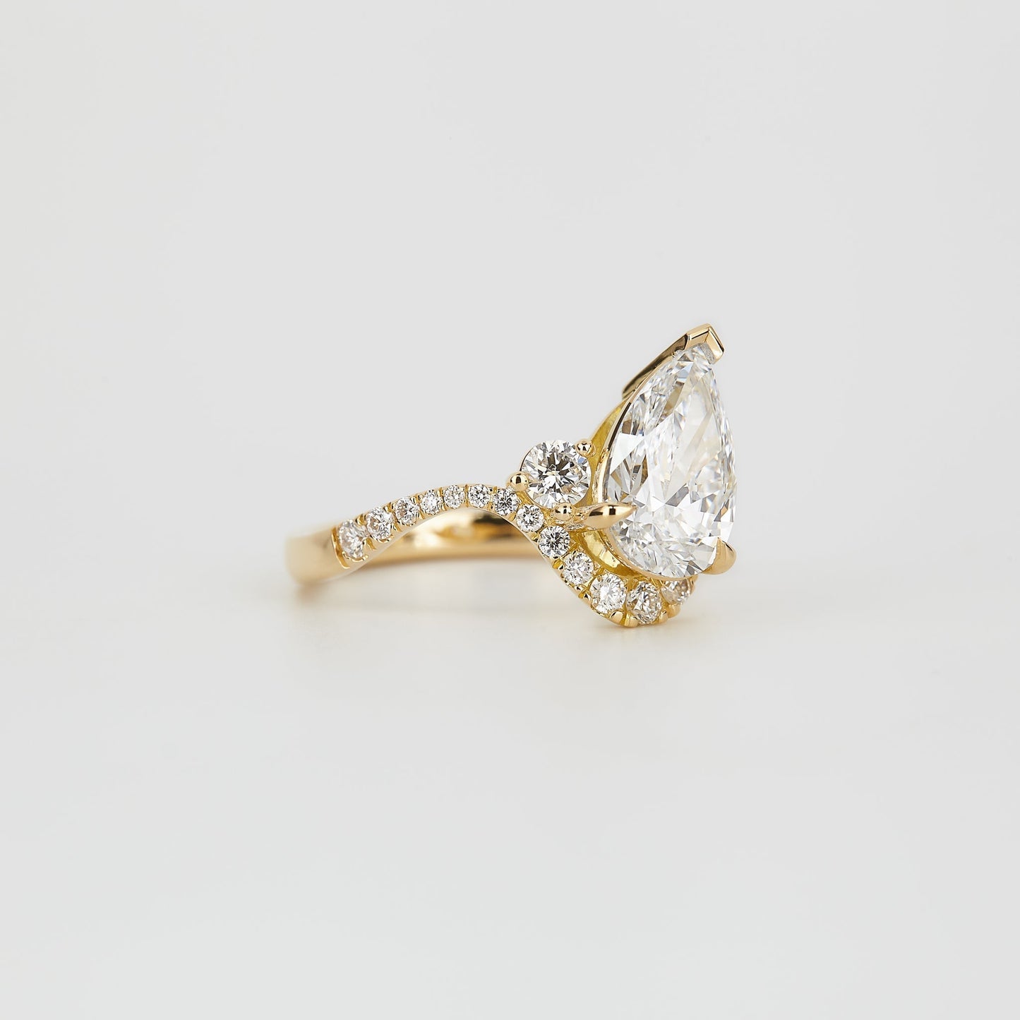 1.81 - 3.0 CT Pear Lab Grown Diamond Unique Engagement Ring