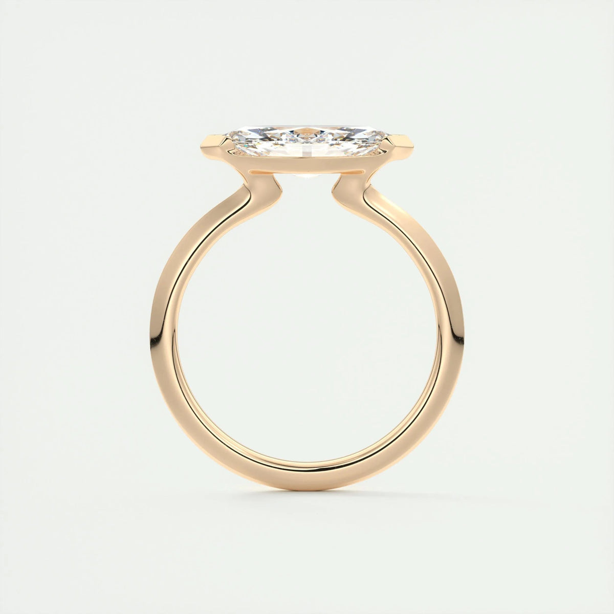 1.98 CT Marquise Half Bezel Solitaire Moissanite Engagement Ring - crownmoissanite