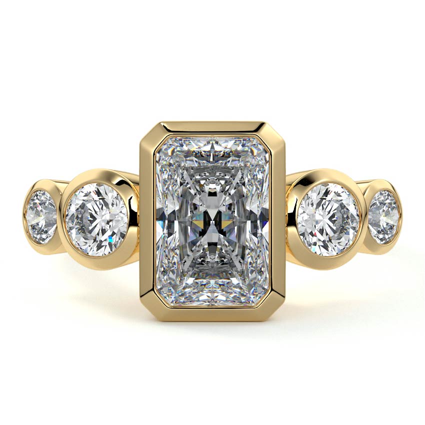 Bezel Pave Ring with 2.0 CT Radiant Cut Moissanite