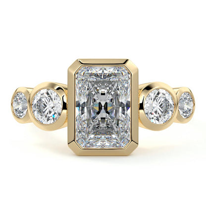 Bezel Pave Ring with 2.0 CT Radiant Cut Moissanite