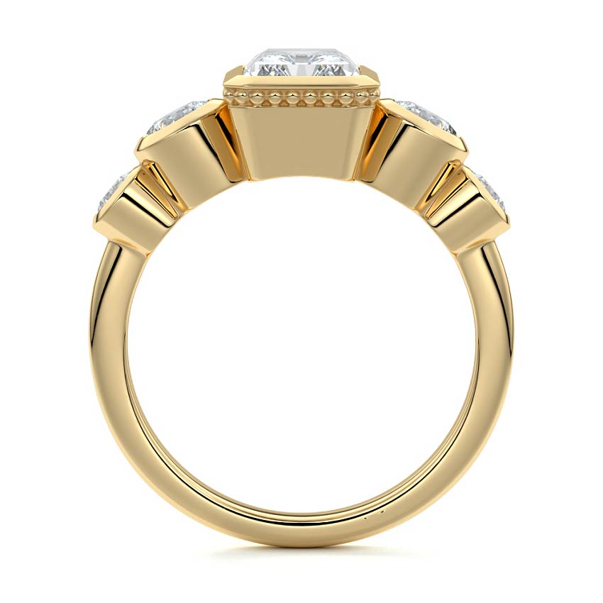 Bezel Pave Ring with 2.0 CT Radiant Cut Moissanite
