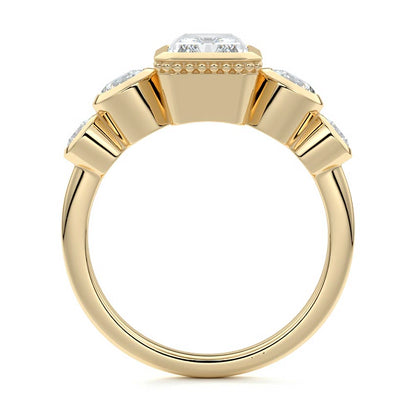 Bezel Pave Ring with 2.0 CT Radiant Cut Moissanite