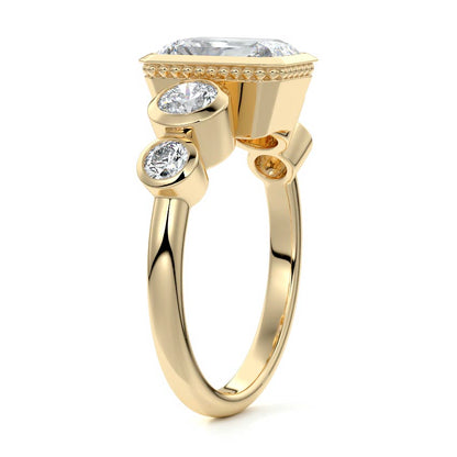 Bezel Pave Ring with 2.0 CT Radiant Cut Moissanite