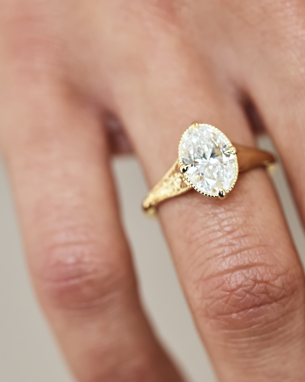 Camille- Oval Solitaire Vintage Style Lab Grown Diamond Engagement Ring
