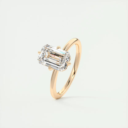 1.91 CT Emerald Cut Solitaire Moissanite Engagement Ring - crownmoissanite